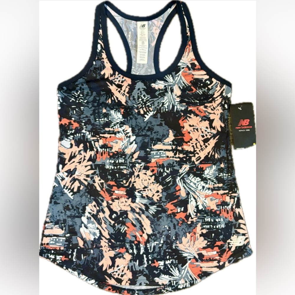 ✨NWT Women’s Small New Balance Black Navy Coral Athletic Workout Active Tank Top